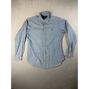 Ralph Lauren Button Down Shirt Adult Blue Classic Fit Plaid Medium
